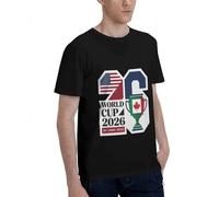 Maglia Palestra Uomo per World Cup, Cotone Puro,Girocollo Magliette Uomo con Elementi della Coppa del Mondo Maglietta Uomo per L'Estate,Nero-L