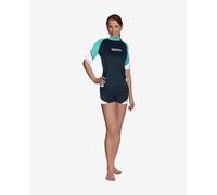 Mares Rash Guard Loose Fit Short Sleeve - She Dives, Maglietta con Protezione Solare per Sport Acquatici con Manica Corta Donna, Acquamarina, L