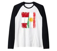 Maglia peruviana Kurdistan Mezza Bandiera del Perù Kurdistan Heritage Maglia con Maniche Raglan
