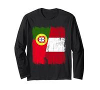 Maglia Portogallo Perù Mezza Bandiera Portoghese Peruviano Heritage Maglia a Manica