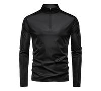 Maglia protettiva da uomo con colletto alto, con cerniera, traspirante, ad asciugatura rapida, funzionale, impermeabile, a maniche lunghe, vestibilità regolare, per il tempo libero, Nero , S