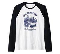 Maglia retrò New Hampshire State Est 1788 White Mountains Maglia con Maniche Raglan