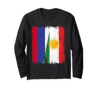 Maglia Russia Kurdistan Half Flag Russian Kurdish Heritage Jersey Maglia a Manica
