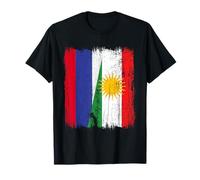 Maglia Russia Kurdistan Half Flag Russian Kurdish Heritage Jersey Maglietta