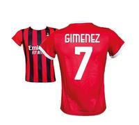 Maglia Santiago Gimenez 7 AC M i l a n Home, Replica Autorizzata, Rosso e Nero Taglie da Adulto (IT, Testo, M, Regular, Regular, Rosso)