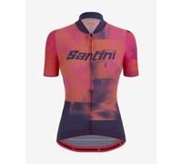 Maglia Santini Forza Indoor Training Full Zip Polartec manica corta arancione lilla donna - Corte Slim - XXS