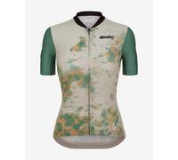 Maglia Santini Marble Polartec Polartec manica corta beige verdone donna - Slim Fit - XL