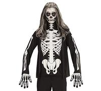 W WIDMANN MILANO Party Fashion - costume camicia scheletro, top, scheletro, tristo mietitore, Halloween