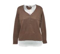Maglia Serafino Manica Lunga Donna, Caldo Cotone RAGNO, Cacao cod.076619