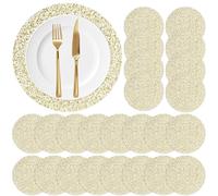 Maglia Sottile Tovagliette Rotonde Oro, 24 Pezzi 13-Pollici Set Tovaglietta Griglia in Lamina D'oro Grazia Sottopiatti Rotondi per Ristorante Occidentale, Feste di Matrimonio, Cene di Famiglia (B)