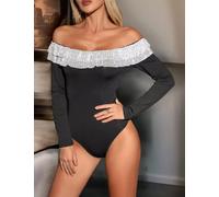 Maglia Sottogiacca Donna Aderente Scollata Slim Body Nero Strass Maglia 29241