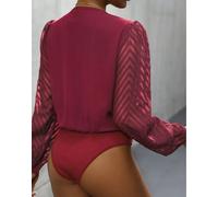 Maglia Sottogiacca Donna Aderente Scollata Slim Body Rosso Maglia Pizzo 09011