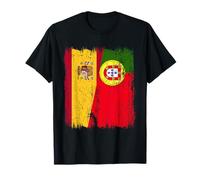Maglia Spagnola Portoghese Mezza Bandiera Spagna Portogallo Maglietta