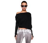 Maglia Spalle Scoperte Donna Maniche Lunghe Moda Casual Camicia Elegante Monospalla Simple Basic T Shirt Scollo a Barchetta Blusa Monocolore Tunica Pullover Tinta Unita Camicetta Tops Streetwear