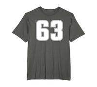 MAGLIA SPORT NUMERO 63 SIXTY THREE AGE ANNO #63 ANTERIORE E DIETRO Maglietta