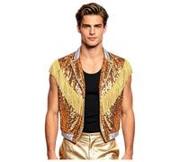 Maglia Strisce Con Spalline E Frontiera Aperta Senza Maniche Uomo Oro L
