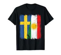 Maglia Svezia Kurdistan Half Flag Swedish Kurdish Heritage Jersey Maglietta