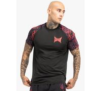 Tapout Taproot Tee Maglietta Funzionale, Nero/Rosso/Melanzana, L Uomo