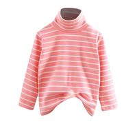 Maglia termica a maniche lunghe da ragazza, comoda maglia a collo alto spazzolato per il freddo, morbida elasticizzata, primo strato per bambini, Rosso, 11-12 Anni