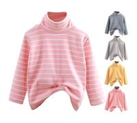 Maglia termica a maniche lunghe da ragazza, comoda maglia a collo alto spazzolato per il freddo, morbida elasticizzata, primo strato per bambini, rosa, 11-12 Anni