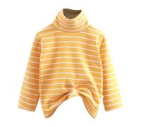 Maglia termica a maniche lunghe da ragazza, comoda maglia a collo alto spazzolato per il freddo, morbida elasticizzata, primo strato per bambini, Giallo, 9-10 Anni