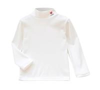 Maglia termica a maniche lunghe per ragazze, a doppio strato, foderata in pile, collo semi-alto, calda, invernale, strato base, bianco, 3-4 Anni
