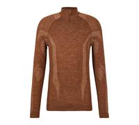 FALKE Wool-Tech High Zip Neck M L/s Sh lana filo funzionale asciugatura rapida 1 pezzo, Maglia Uomo, Marrone Chestnut 5534, S