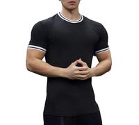 Maglia Termica,Maglia Termica Uomo Corta Maglietta Traspirante Contenitiva Compression Shirt Anti Sudore Asciugatura Rapida Maglie Termiche Attillata Palestra per Corsa Ciclismo Fitness Nere 3XL