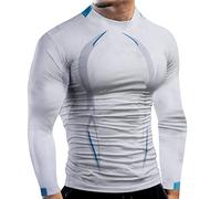 Maglia Termica Uomo, Maglie Calcio Uomo, Maglietta Compressione Uomo, Uomo Maglie Maniche Lunghe T Shirt Sportiva per Corsa Ciclismo Fitness (Bianco, 5XL)
