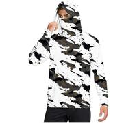 Maglia Uomo Anti UV a Maniche Lunghe Maglietta Cappuccio Protezione Solare UPF 50+ Estiva da Uomo e Maschera facciale incorporata, Scaldacollo e Cappuccio, Ideale per la Pesca