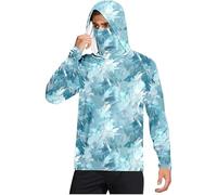 Maglia Uomo Anti UV a Maniche Lunghe Maglietta Cappuccio Protezione Solare UPF 50+ Estiva da Uomo e Maschera facciale incorporata, Scaldacollo e Cappuccio, Ideale per la Pesca