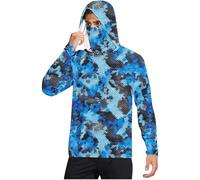 Maglia Uomo Anti UV a Maniche Lunghe Maglietta Cappuccio Protezione Solare UPF 50+ Estiva da Uomo e Maschera facciale incorporata, Scaldacollo e Cappuccio, Ideale per la Pesca