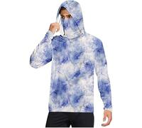 Maglia Uomo Anti UV a Maniche Lunghe Maglietta Cappuccio Protezione Solare UPF 50+ Estiva da Uomo e Maschera facciale incorporata, Scaldacollo e Cappuccio, Ideale per la Pesca