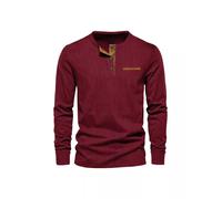 Maglia Uomo Bordeaux Casual Con Bottoni Marroni E Dettagli A Contrasto CF82974