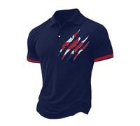 Maglia Uomo, Camicia Casual dalla vestibilità Comoda Colletto Buttondown Maniche Corte Ideale per L'Estate E per Tutti I Giorni Tessuto Traspirante E Confortevole (Blu Scuro XL)