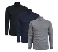 Sergio Tacchini Maglia da Uomo Dolcevita Caldo Cotone, 3pz Ass (Blu, Nero, Grigio) XL