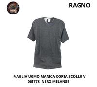 Maglia Uomo MC Scollo V Cotone 061778 Linea Puro Istinto Nero Melange Ragno