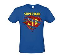 Maglia Uomo Super Dad (Stile S u p e r m a n) Bianca - Nera - Blu - Blu Royal - Regalo Festa del papà o Compleanno (Blu Royal, XXL)