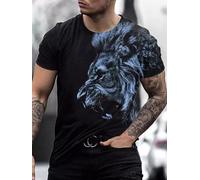 Maglia uomo t shirt slim fit maniche corte slim fit nero blu leone S067