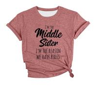 Maglie con Scritte Divertenti Camicette Nera Rossa Gomito Economiche Sbuffo Gioiello Primavera Coreana Stile Dietro Intime Unicorno Chitarra Maestra Vedo Sabbia Riciclate Chi