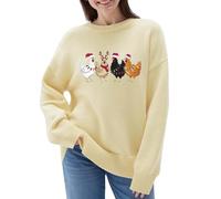 Maglie di Natale Donna, Maglione Donna Pullover con Stampa Elegante A Maniche Lunghe E Scollo Tondo per La Stagione Autunnale E Invernale Tessuto Morbido E Confortevole per Un Casual E alla Moda