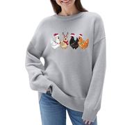 Maglie di Natale Donna, Maglione Donna Pullover con Stampa Elegante A Maniche Lunghe E Scollo Tondo per La Stagione Autunnale E Invernale Tessuto Morbido E Confortevole per Un Casual E alla Moda