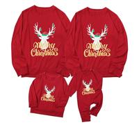 Maglie di Natale Famiglia Felpe Natalizia Divertenti Manica Lunga Renna Sweatshirt Natale Coppia Eleganti Casual Maglione Babbo Natale Oversize Maglietta Donna Uomo Bambini Christmas Jumper Family
