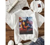 Maglie oversize primavera/estate, 100% cotone, magliette a maniche corte da donna, ritratti di personaggi di film/TV divertenti, su misura, collo rotondo tinta unita, morbide e confortevoli, casual, s