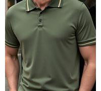 Maglie polo casual da ragazzo adolescente con colletto a contrasto, verde militare, stile semplice e versatile, carina, morbida e confortevole per uso quotidiano, scuola, viaggio, sport, vacanze al ma