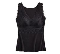 Maglie Termiche Donna, Maglia Termica Calda Canottiere, con Scollo a V, in Pizzo, con Reggiseno Incorporato Senza Maniche Canotta Fodera Calda Intimo Strato di Base Top