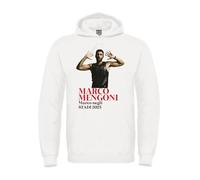 MAGLIERIA CONFORTI Felpa con Cappuccio Unisex Marco negli Stadi Tour 2025 Taglie da XS a XXL Uomo Donna Ragazzi (IT, Testo, XXL, Regular, Regular, Bianco)