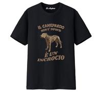 MAGLIERIA CONFORTI Maglietta Divertente del CANEPARDO E' Un Incrocio Non Si Chiama Cotone Unisex Uomo Donna Ragazzo Ragazza (IT, Testo, M, Regular, Regular, Nero)