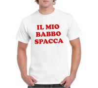 MAGLIERIA CONFORTI Maglietta Il Mio Babbo SPACCA Palajova 2025 Unisex Uomo Donna Ragazzi (IT, Testo, XL, Regular, Regular, Bianco)