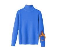 Maglieria Donna Autunno Maglie Oversize Donna New Half High Collar Knitted Sweater Women S Autumn And Winter Short Pullover Solid Color Loose Sweater Maglia Cashmere Blue XL